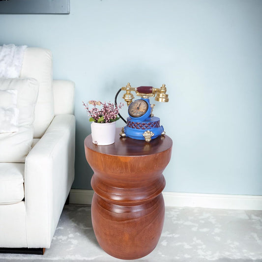 Compact Natural Wood Tree Stump End Table – Small 15.75" H Rustic Accent Table, Lightweight Solid Paulownia, Multi-Purpose Decorative Stool for Small Spaces