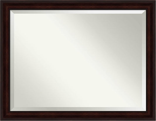 Amanti Art Brown Wall Mirror 35x45 Coffee Bean Brown Rectangle Bathroom Mirror for Wall Decor Living Room, X-Large Casual Frame, Hangs Horizonally and Vertically, Bathroom Decor, Beveled Edge from WI