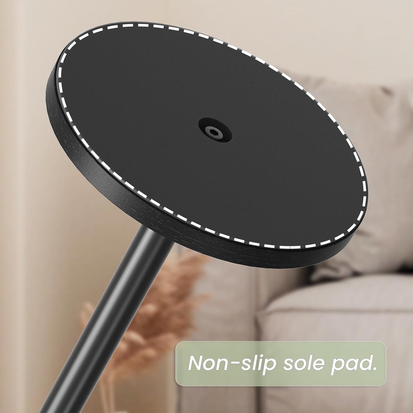 Small Round Side Table, Drink Tables for Narrow Spaces, Pedestal End Table Stand for Living Room, Modern Black Small Nightstand for Bedside, Round Table for Bedroom Sofa-Side