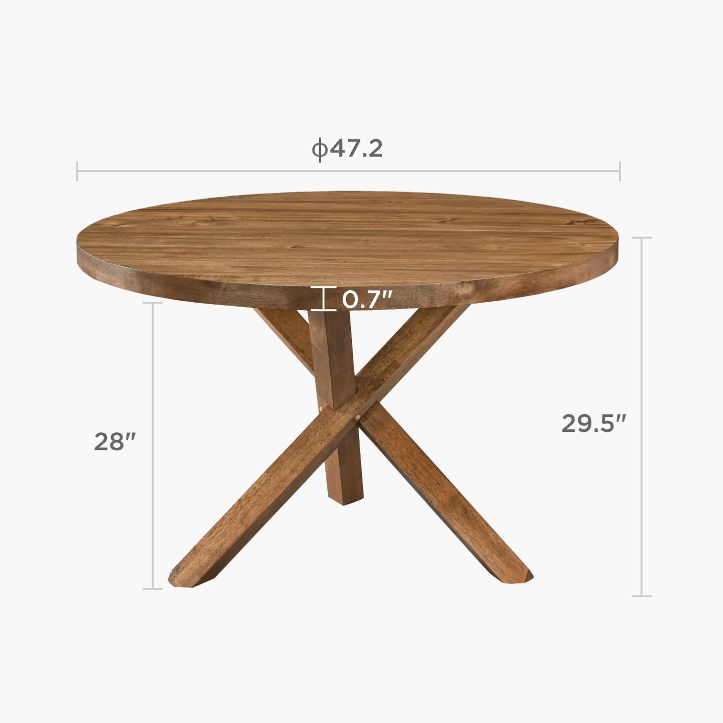 Acanva 47" Small Round Dining Table for 4 Person, MDF Top and Sturdy Wood Base Structure, Modern Design for Kitchen, Compact Space & Apartment, Light Brown