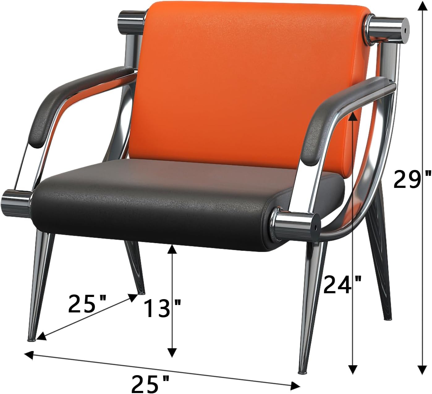 wonline 2Pcs Waiting Room Chair with Armrest PU Leather Office Furniture, Office Guest Seating Lobby Conference Reception Chairs for Airport Clinic Hospital Bank Salon Barber(Orange&Black)