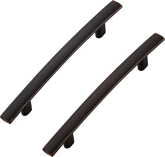 25 Pack Cabinet Handles 4" Hole Center - Curved Cabinet Pulls Oil Rubbed Bronze Drawer Pulls for Kitchen Cupboard Solid Hardware for Dresser Drawer Arch Hardware