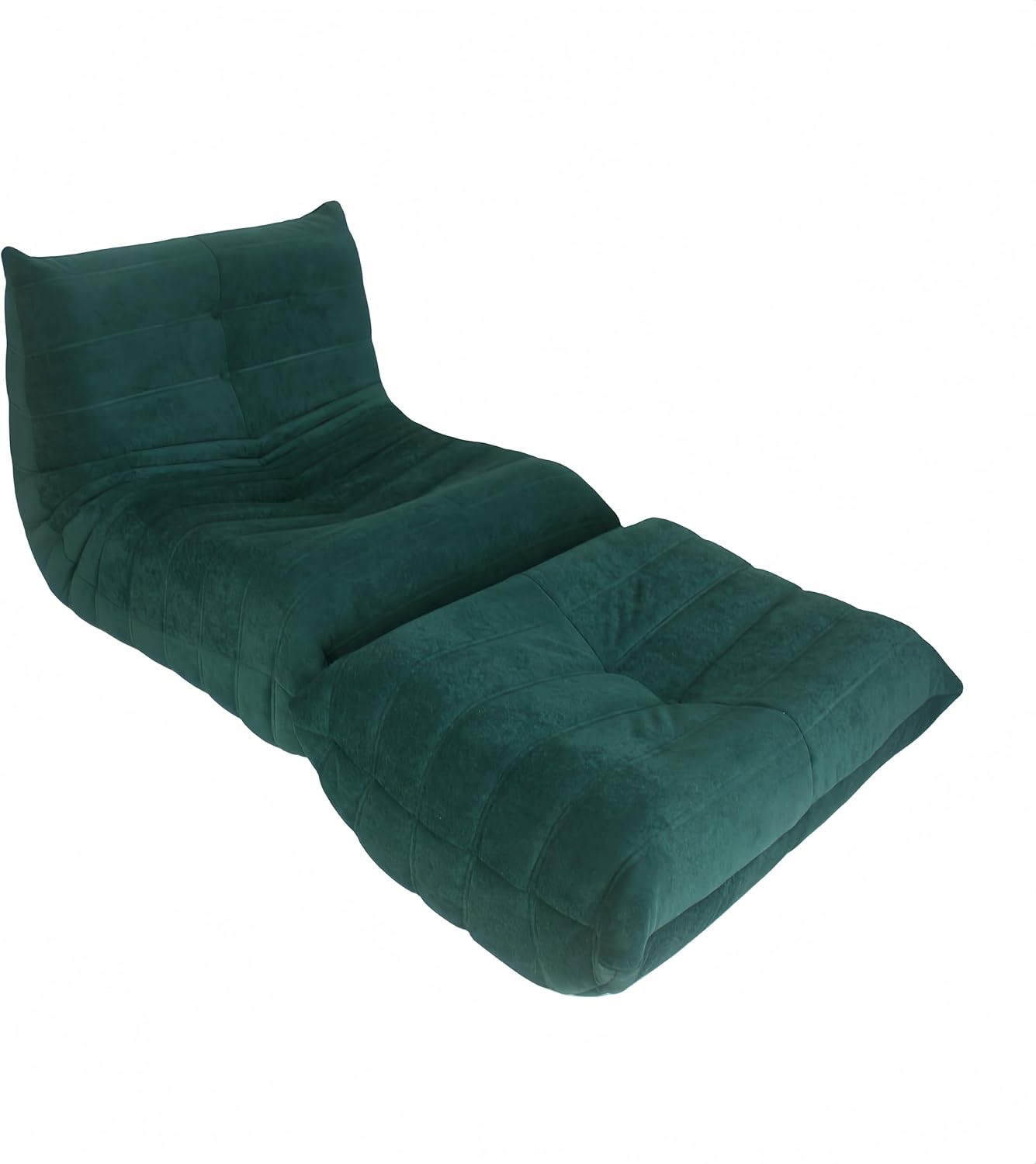 Bean Bag Chair - Memory Foam Bean Bag Chair for Adults, Comfy High-Resilience Single Sofa, Small Space Floor Chair, Chaise Lounge for Living Room, Bedroom(Dark Green, Wrinkles+Ottoman)