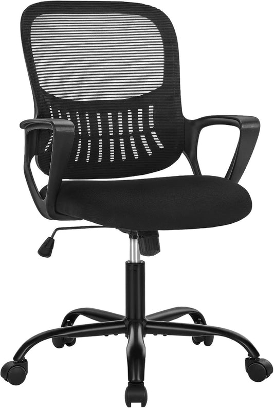 SMUG Home Office Computer Desk Chair - Ergonomic Mid-Back Mesh Swivel Rolling Work with Wheels, Comfy Lumbar Support and Armrest, for Bedroom, Study, Dorm, Student, Adults