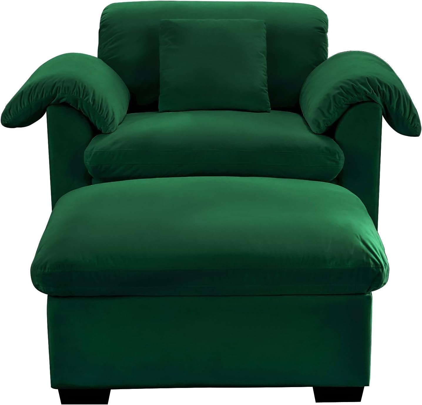 ERYE 48.4" Accent Sofa Chair with Ottoman and Pillow Armrests, Velvet Upholstery Storage Armchair with Removable Cushions and Storage Seat