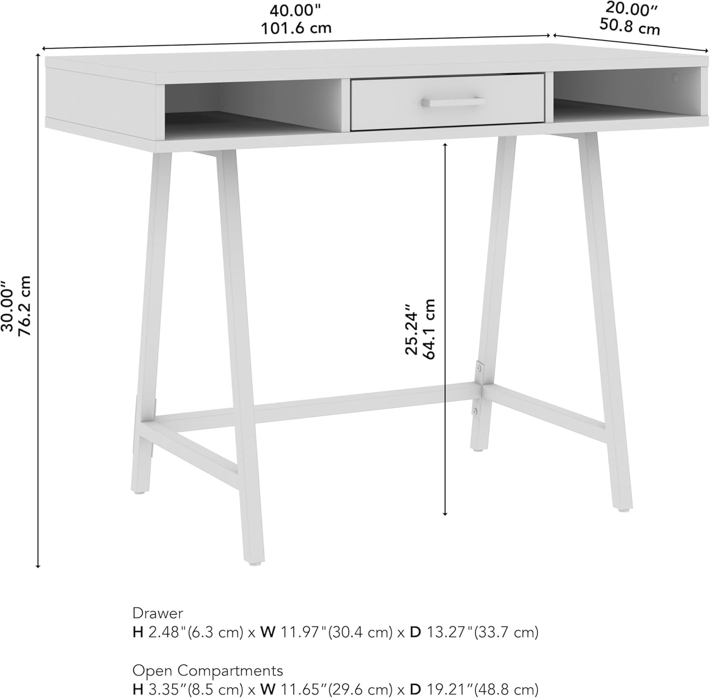 Bush Furniture Steele 40W Writing Desk in Dark Gray Hickory | Computer Table for Home Office Workspace