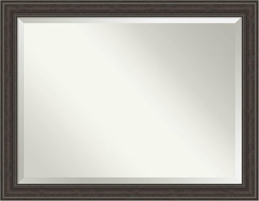 Amanti Art Brown Wall Mirror 36x46 Shipwreck Greywash Rectangle Bathroom Mirror for Wall Decor Living Room, X-Large Traditional Frame, Hangs Horizonally and Vertically, Bathroom Decor, Beveled Edge