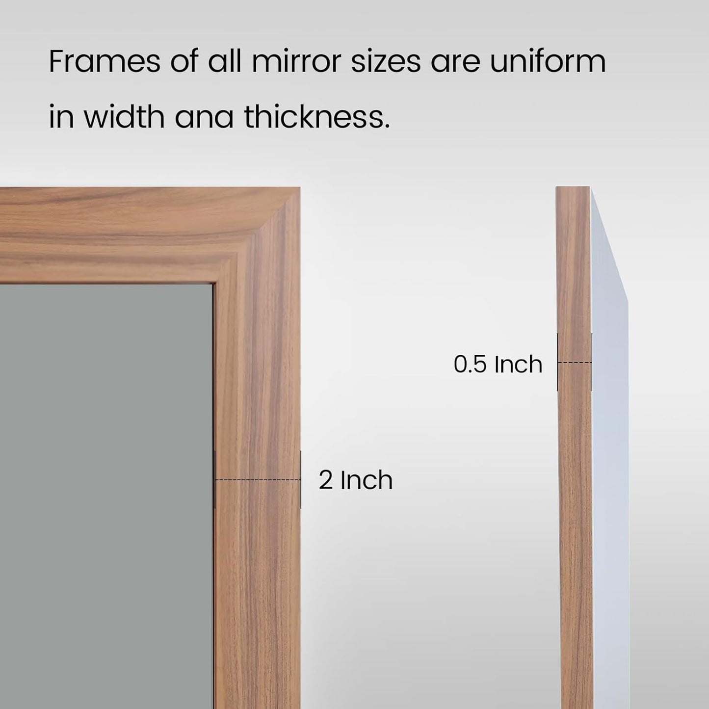 Amorho Bathroom Mirror, 24x32 Inch Wall Mirror, Walnut Wood Grain Metal Framed, Anti-Rust, Hang Horizontally/Vertically, Suitable for Bedroom, Farmhouse, Bathroom, Decorative