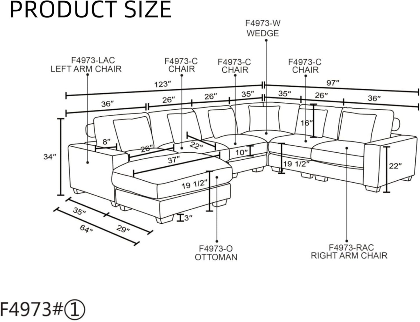 L Shaped Sectional Couches for Living Room, Stylish Sectional Loveseat Sofa with Ottoman & Deep Seats, Living Room Furniture Home Sofa for Adults, Light Gray