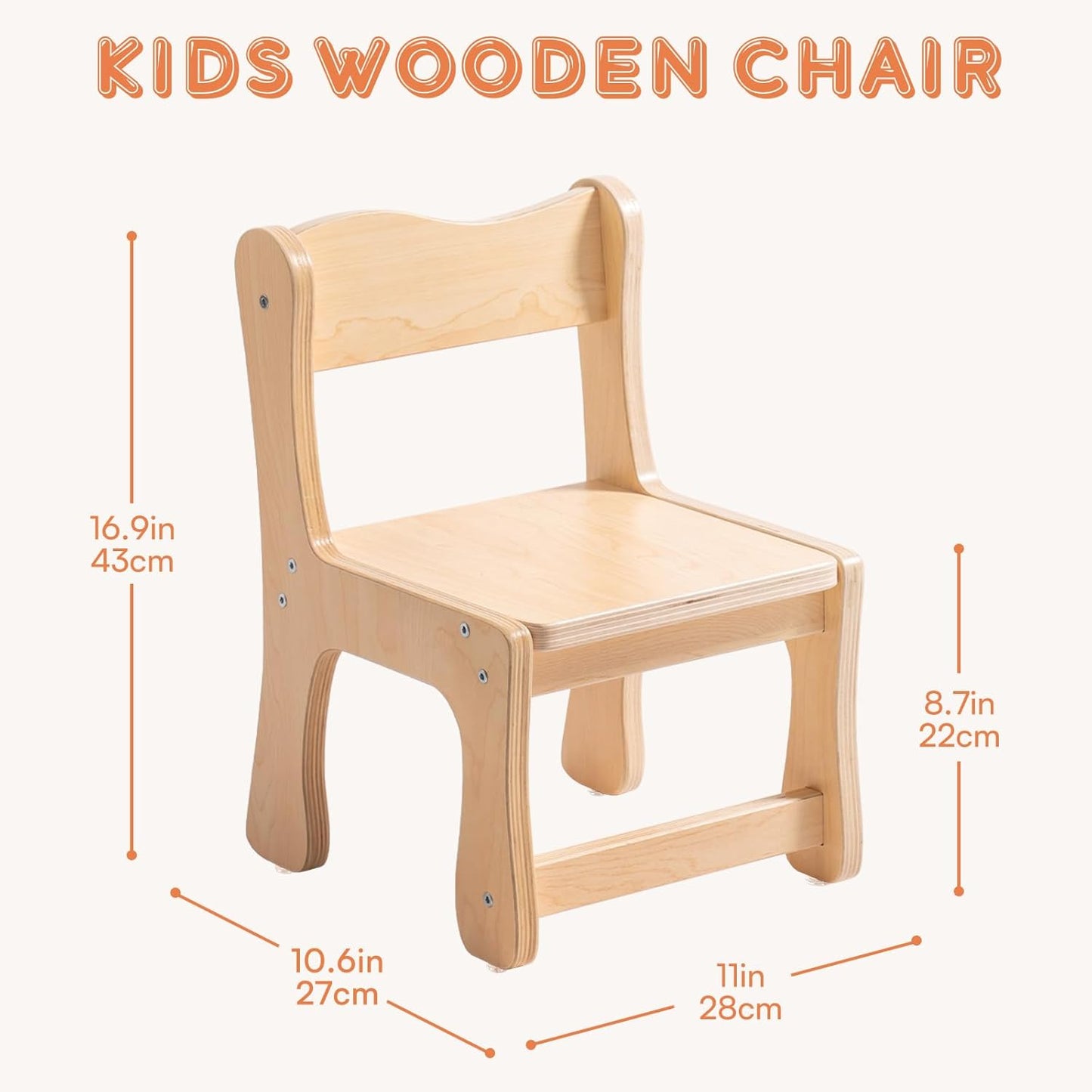 ROBOTIME Kids Wooden Chairs, 2-PCS Toddler Chairs for Table for Playroom, Children's Wooden Playroom Furniture, Kids Furniture for Eating, Reading, Playing