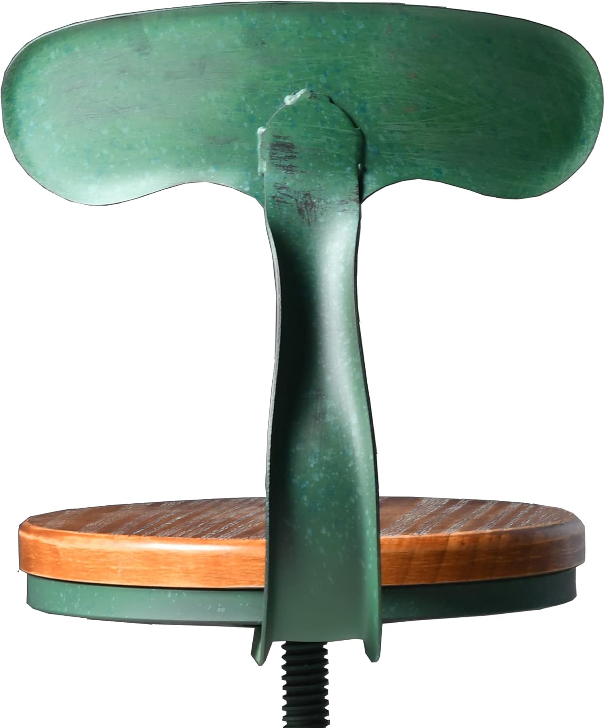 Topower Farmhouse Kitchen Stool, Industrial Counter Stool, Kitchen Deco Round Seat Standard Height Adjustable Swivel Bar Stools with Backrest Indoor House Design Iron Backrest Antique Green Set of 2