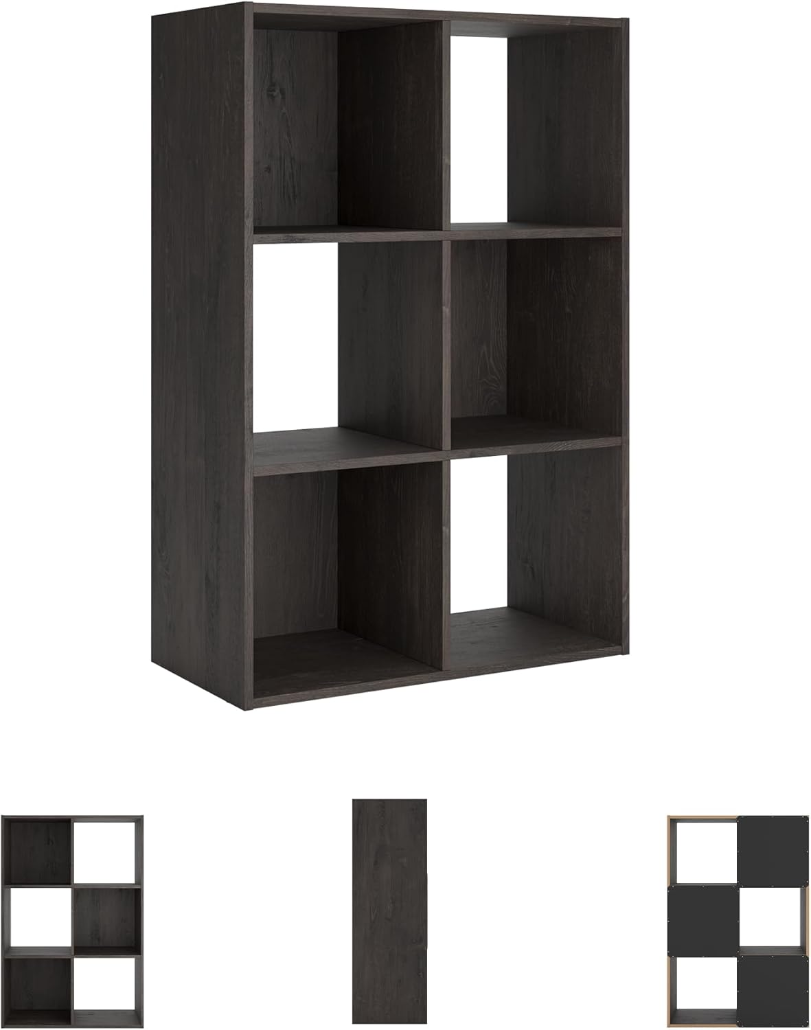 Signature Design by Ashley Piperton 6 Cube Storage Organizer or Bookcase, Charcoal