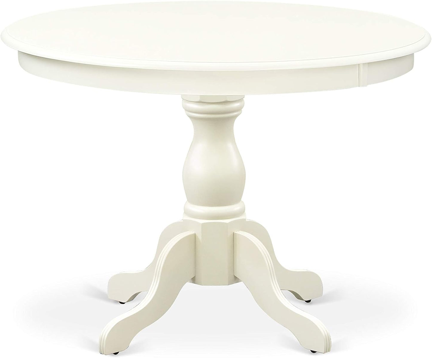 East West Furniture HBCL3-LWH-C 3 Piece Dining Table Set for Small Spaces Contains a Round Dining Room Table with Pedestal and 2 Linen Fabric Upholstered Chairs, 42x42 Inch, Linen White