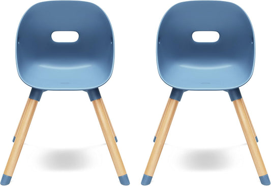 Lalo The Play Chair, Wooden and Non-Toxic Plastic Kids and Toddler Chair - Sturdy Bucket Seat and Easy to Clean Kids Chair with up to 200 lb. Weight Capacity, Set of 2 - Blueberry