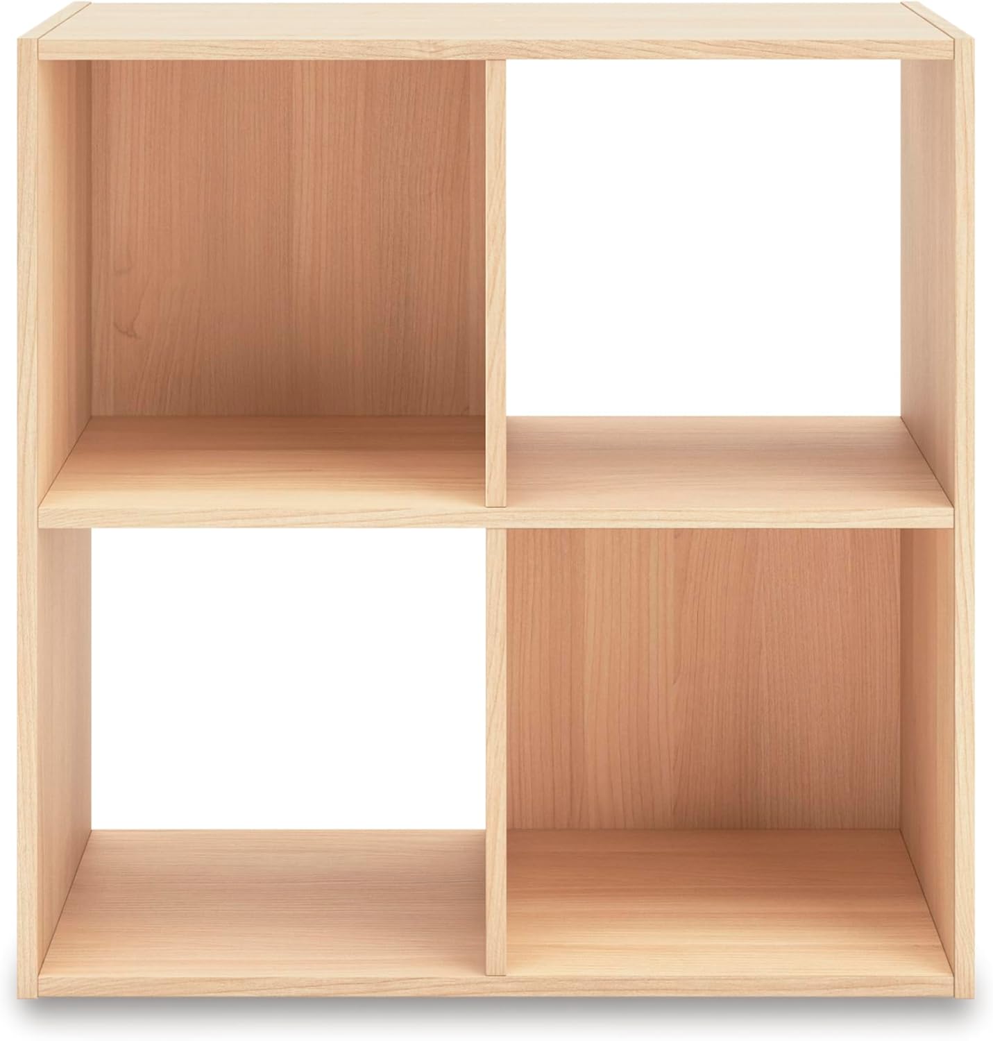 Signature Design by Ashley Piperton Contemporary 2-Tier Floor Standing 4 Cube Organizer for Living Room, Light Brown