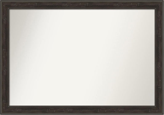 Amanti Art Brown Bathroom Mirror for Over Sink, 28x40 Shipwreck Greywash Narrow Rectangle Vanity Mirror, Large Traditional Frame, Hangs Horizonally and Vertically, Bathroom Wall Decor, Non-Beveled