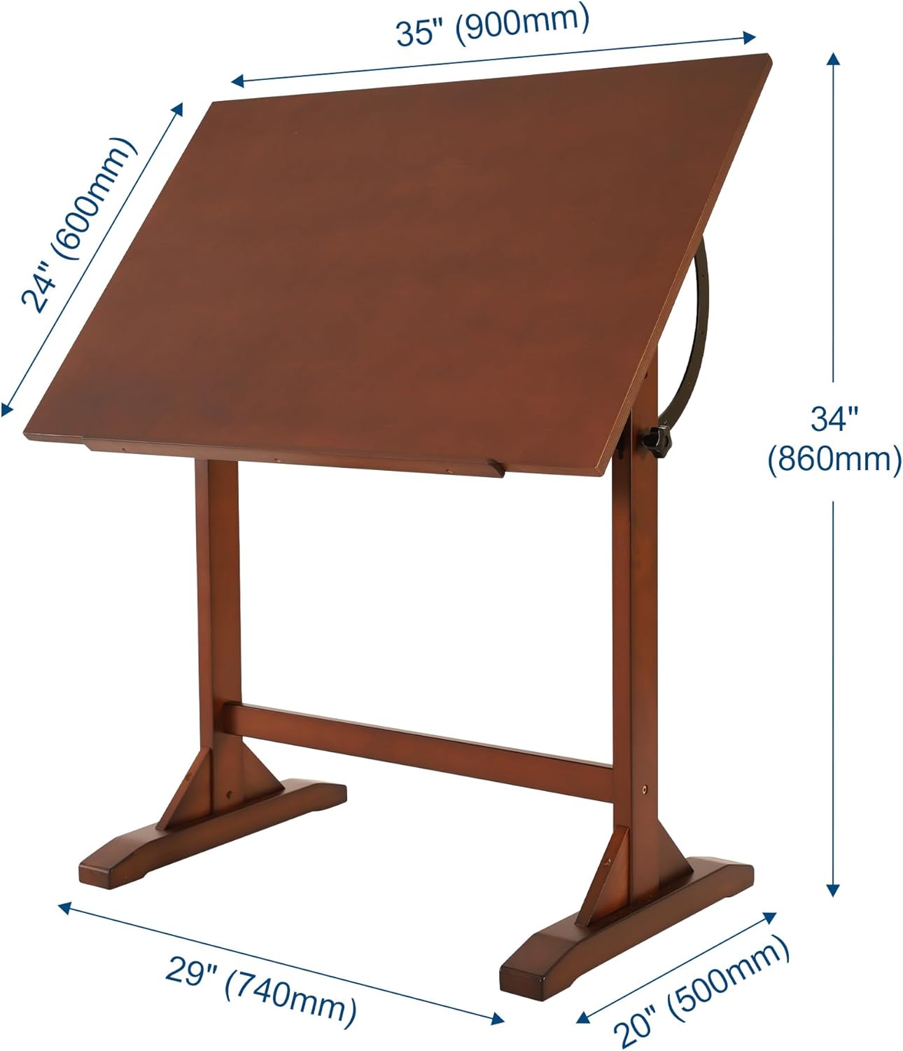 VISWIN Wood Drafting Table for Adults, 24'' x 35" Drawing Table with Adjustable Angle for Art Studio, 34" Height Solid Pine Wood Artist Desk for Drawing, Drafting, Writing, Reading, Sketching