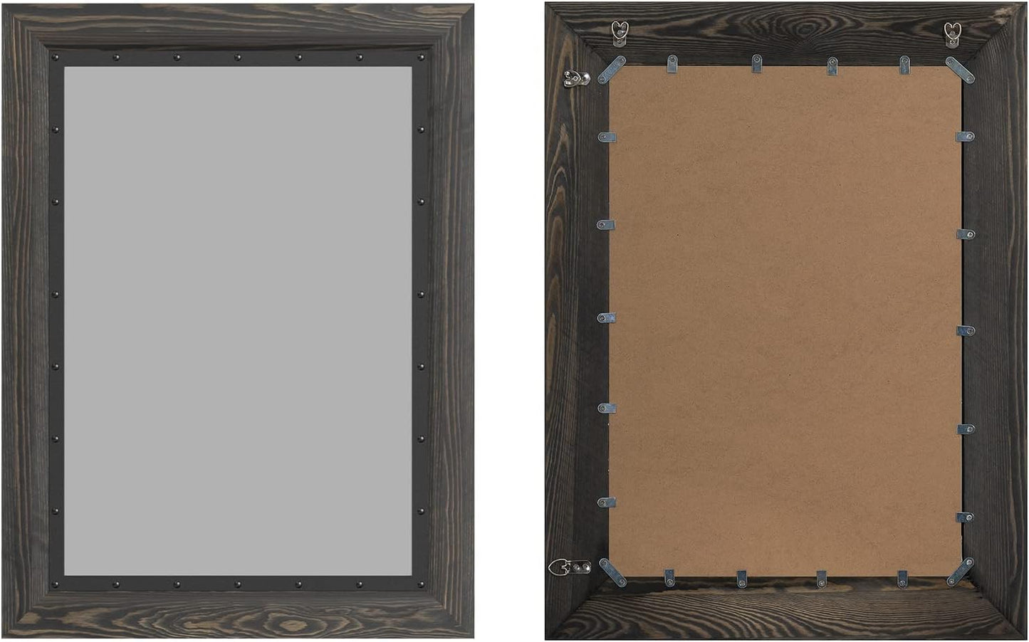 YOSHOOT Rustic Wooden Framed Wall Mirror, 48"x30", Natural Wood and Iron Bathroom Vanity Mirror for Farmhouse Decor, Vertical or Horizontal Hanging