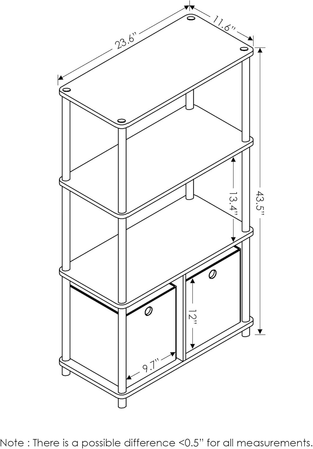 Furinno NW889DC/BK Go Green 4-Tier Multipurpose Storage Rack w/Bins, Dark Cherry/Black