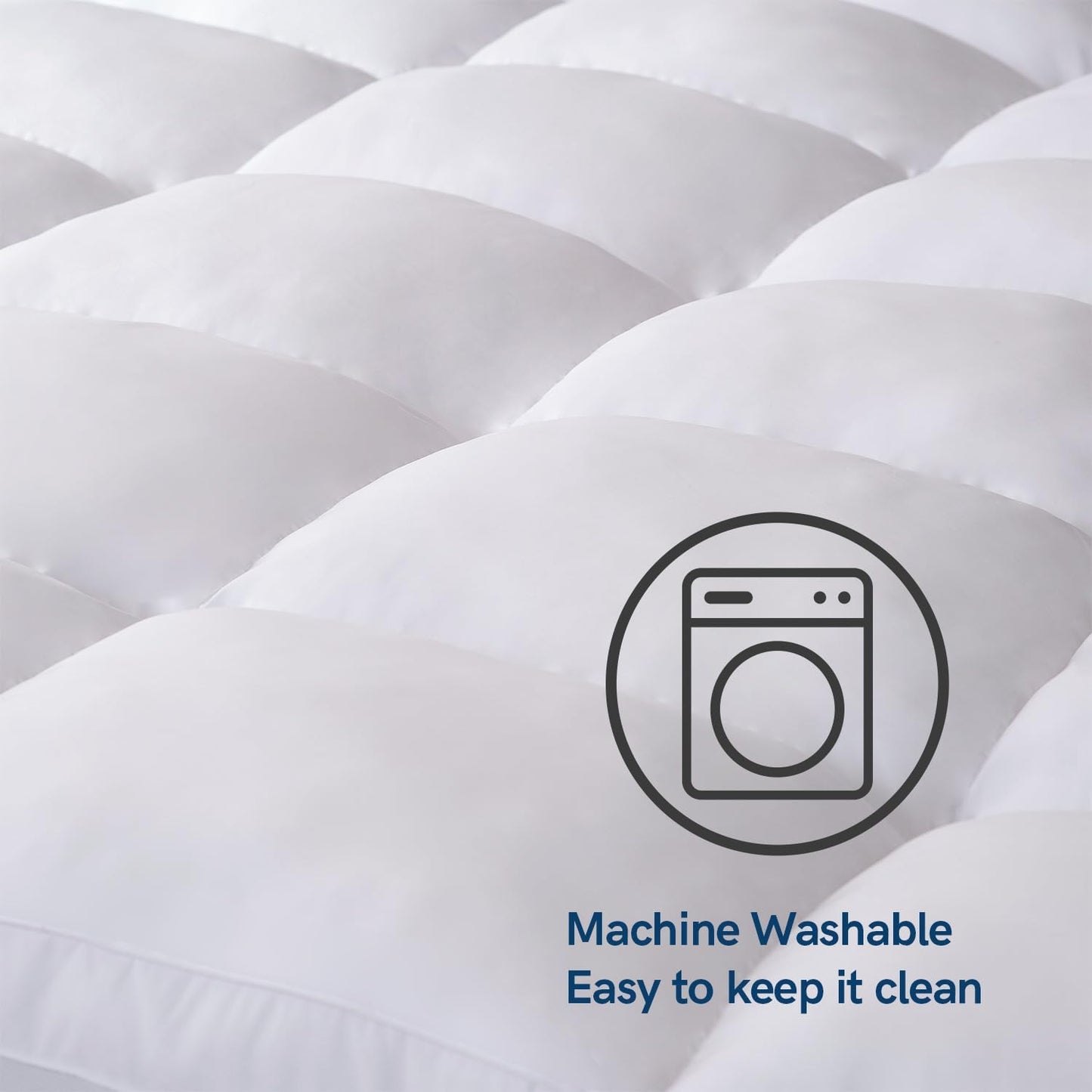 ELEMUSE Queen Mattress Topper for Back Pain, Extra Thick Mattress Pad Cover, Plush Soft Pillowtop with Elastic Deep Pocket, Overfilled Down Alternative Filling