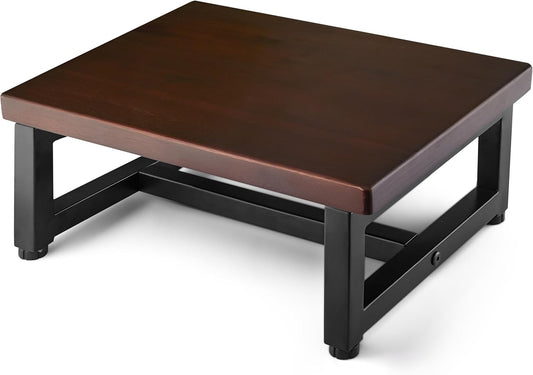 Wooden Step Stool – Heavy Duty One Step Stool for Adults, Supports Up to 500 lbs – Sturdy Wood and Steel Frame with Non-Slip Feet – Safe & Durable for Kitchen, Bathroom, Bedroom & More