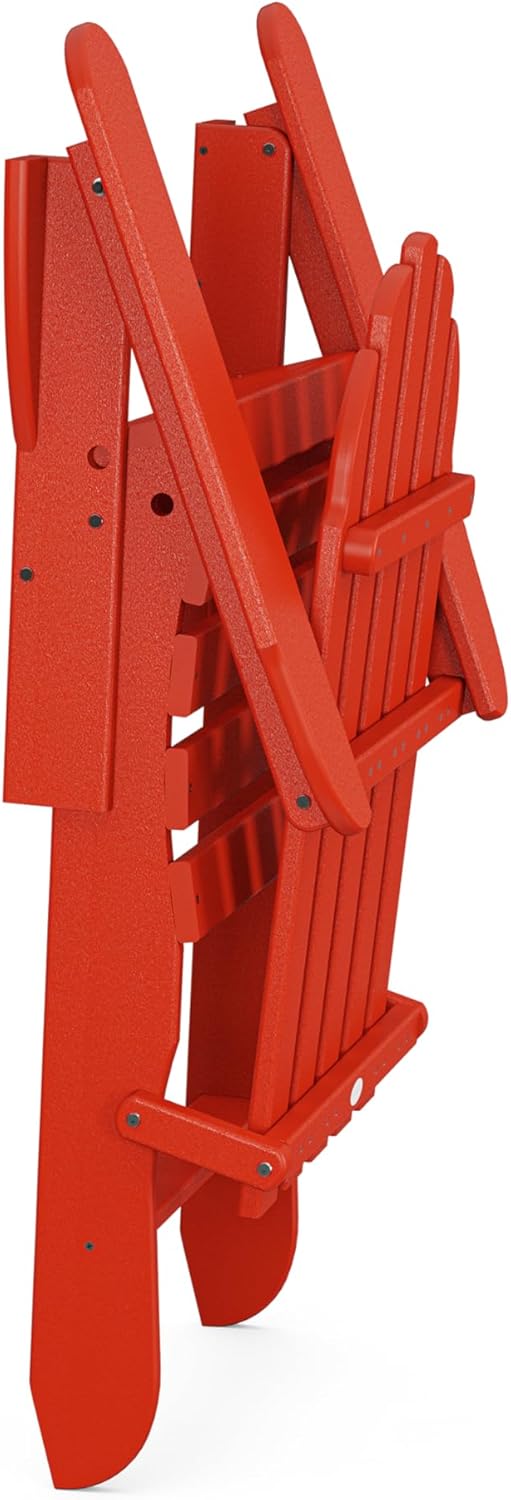 POLYWOOD AD5030SR Classic Folding Adirondack Chair, 38.5" H x31.25 W x 33.5" D, Sunset Red