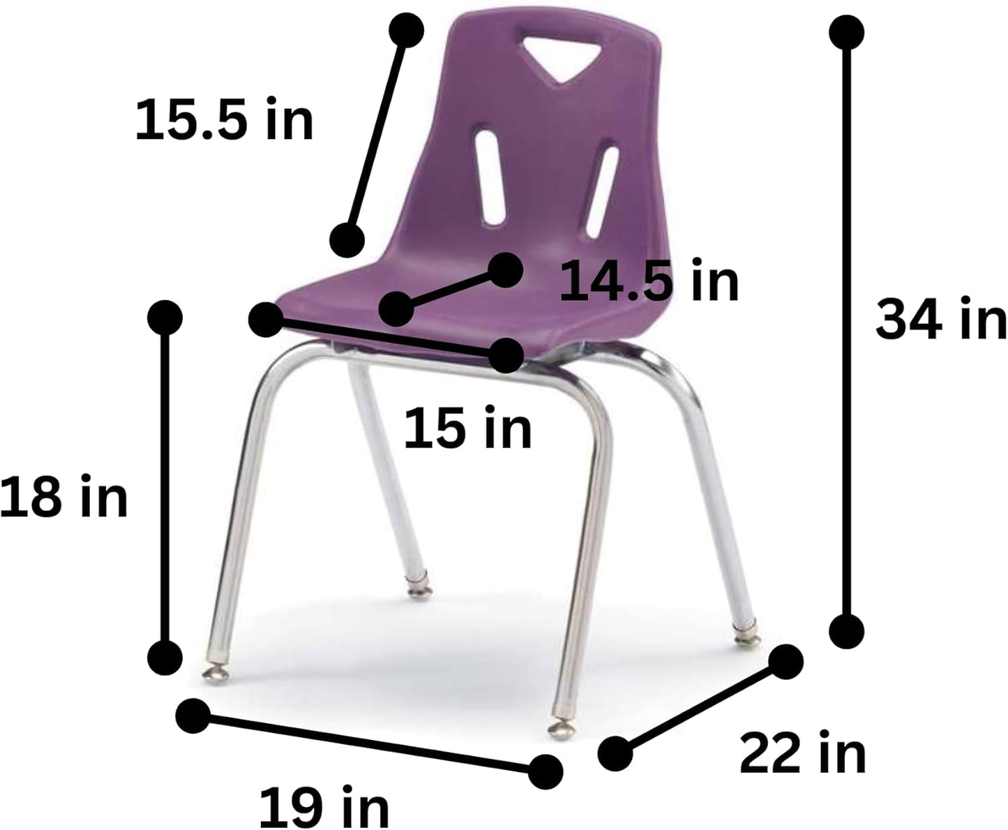 Berries Jonti-Craft 8148JC6004 Stacking Chairs with Chrome-Plated Legs, 18" Height, Purple, Pack of 6