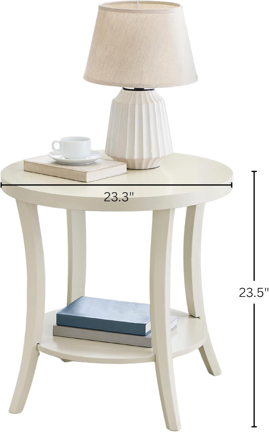 Roundhill Furniture Perth Contemporary Round End Table with Shelf