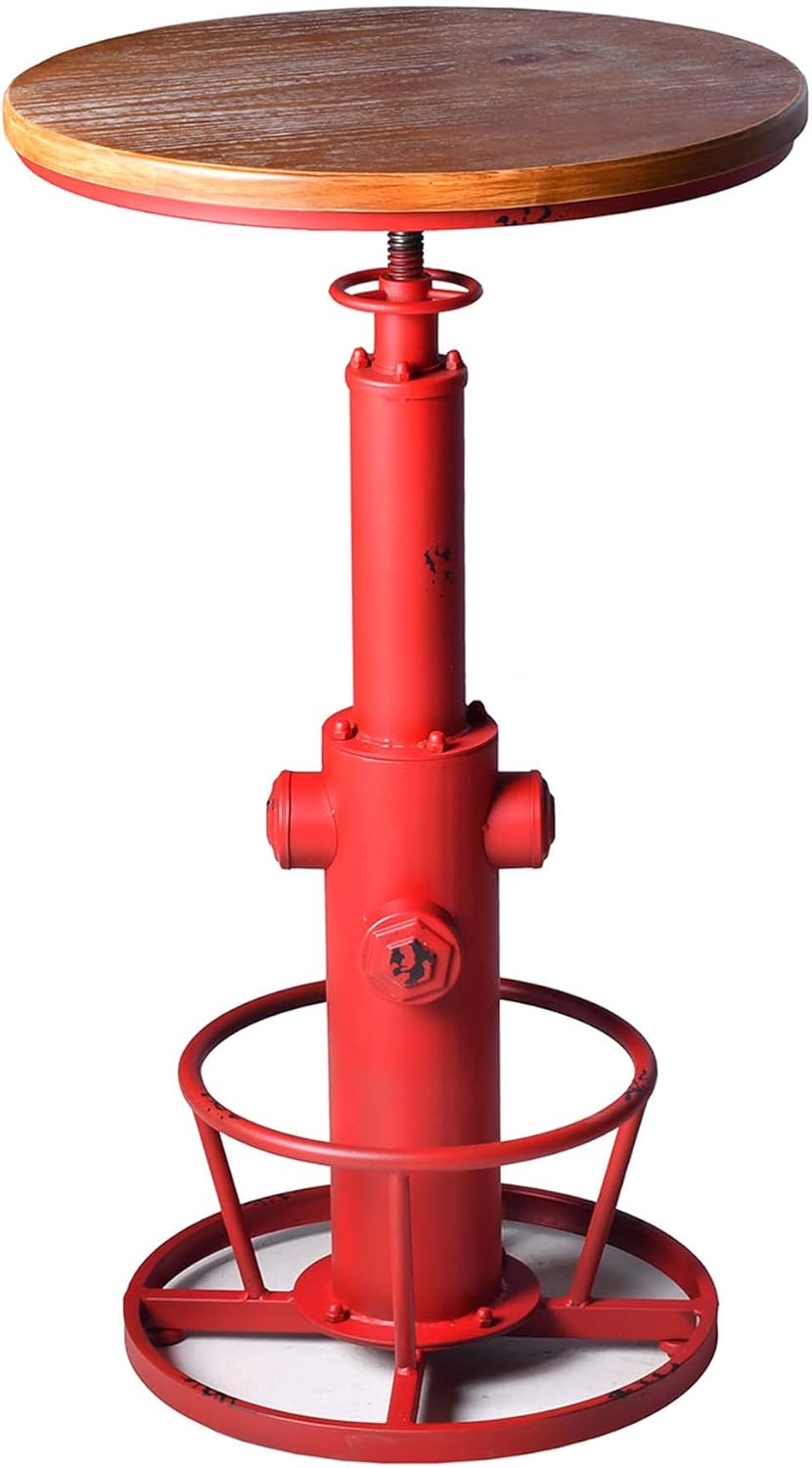 Topower Industrial Bar Table 38.58-48.43" Adjustable Pub Table Kitchen Dining Coffee Bistro Table Antique Red