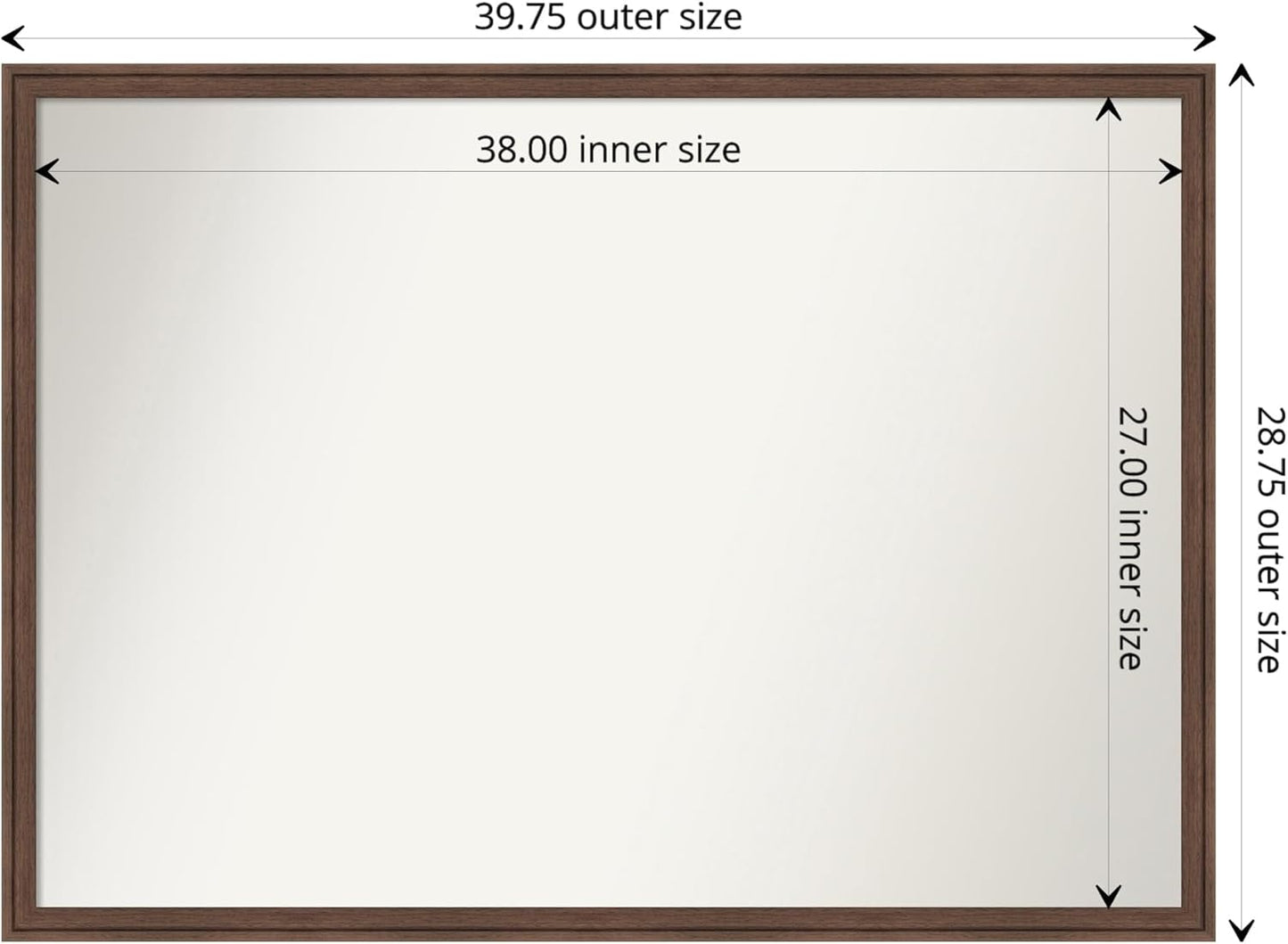 Amanti Art Brown Bathroom Mirror for Over Sink, 29x40 Florence Light Brown Rectangle Vanity Mirror, X-Large Casual Frame, Hangs Horizonally and Vertically, Bathroom Wall Decor, Non-Beveled Edge