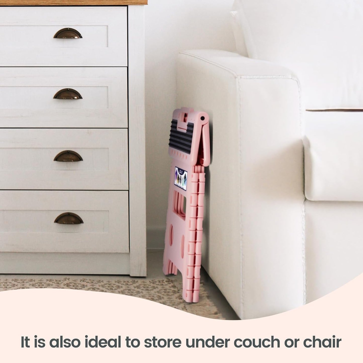 Delxo Folding Step Stool 13 Inch,Non-Slip Foldable Stools for Up to 300 LBS,Kitchen Collapsible Fold Up Stepping Stool with Dotted 1 Pack,Pink