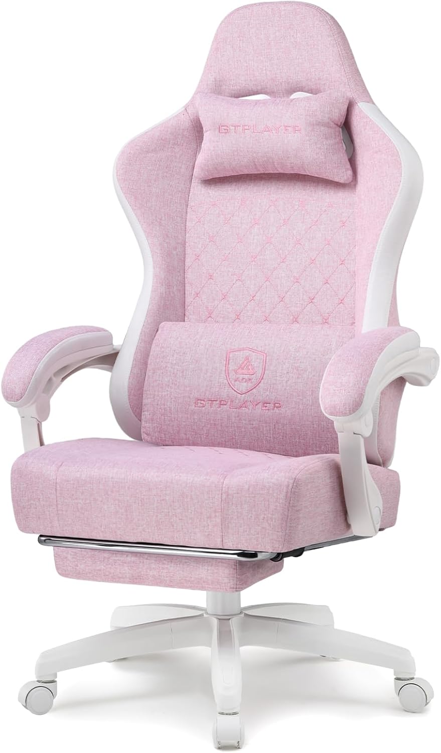 GTPLAYER Gaming Chair, Computer Office Chair with Pocket Spring Cushion, Linkage Armrests and Footrest, High Back Ergonomic Computer Chair with Lumbar Support Task Chair with Footrest