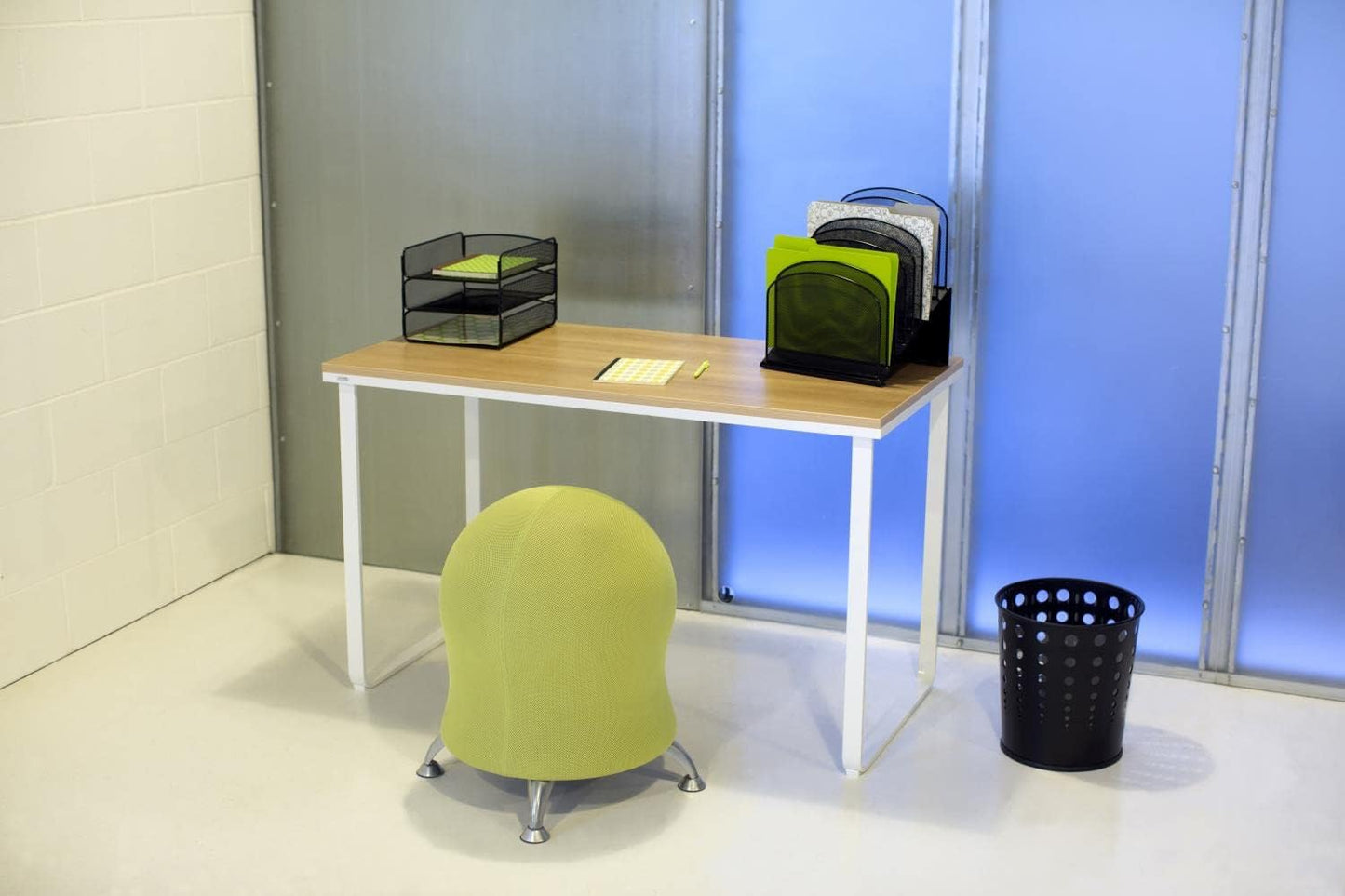 Safco Simple Design Table Desk with Sled Base, , Beech Top White Legs (1943BHWH)