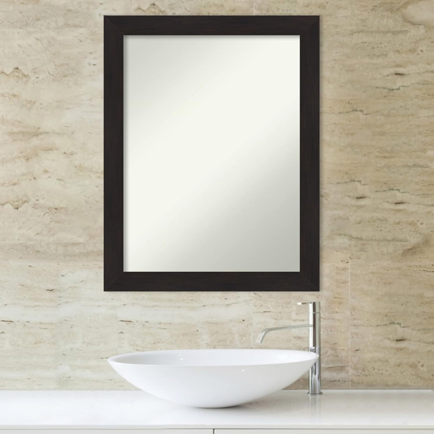 Amanti Art Brown Bathroom Mirror for Over Sink, 30x24 Furniture Espresso Rectangle Vanity Mirror, Medium Casual Frame, Hangs Horizonally and Vertically, Bathroom Wall Decor, Non-Beveled Edge