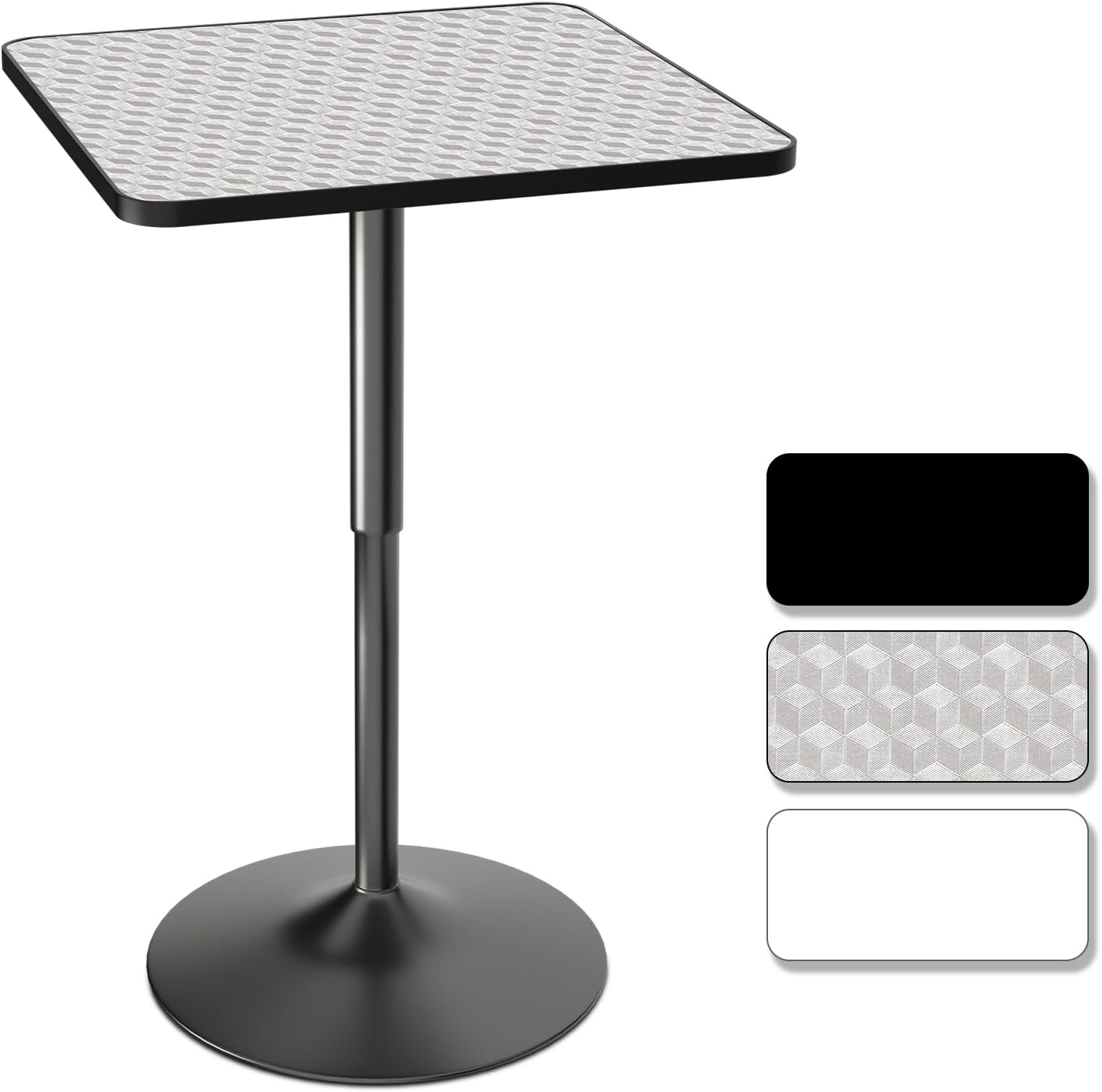 Athena Collection Modern Bar Table Square Top Height Adjustable, Tall Bistro Pub Cocktail Table Height Top and Sturdy Base, Suitable for Home Kitchen Pub Restaurant Outdoor, Silver