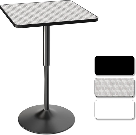 Athena Collection Modern Bar Table Square Top Height Adjustable, Tall Bistro Pub Cocktail Table Height Top and Sturdy Base, Suitable for Home Kitchen Pub Restaurant Outdoor, Silver