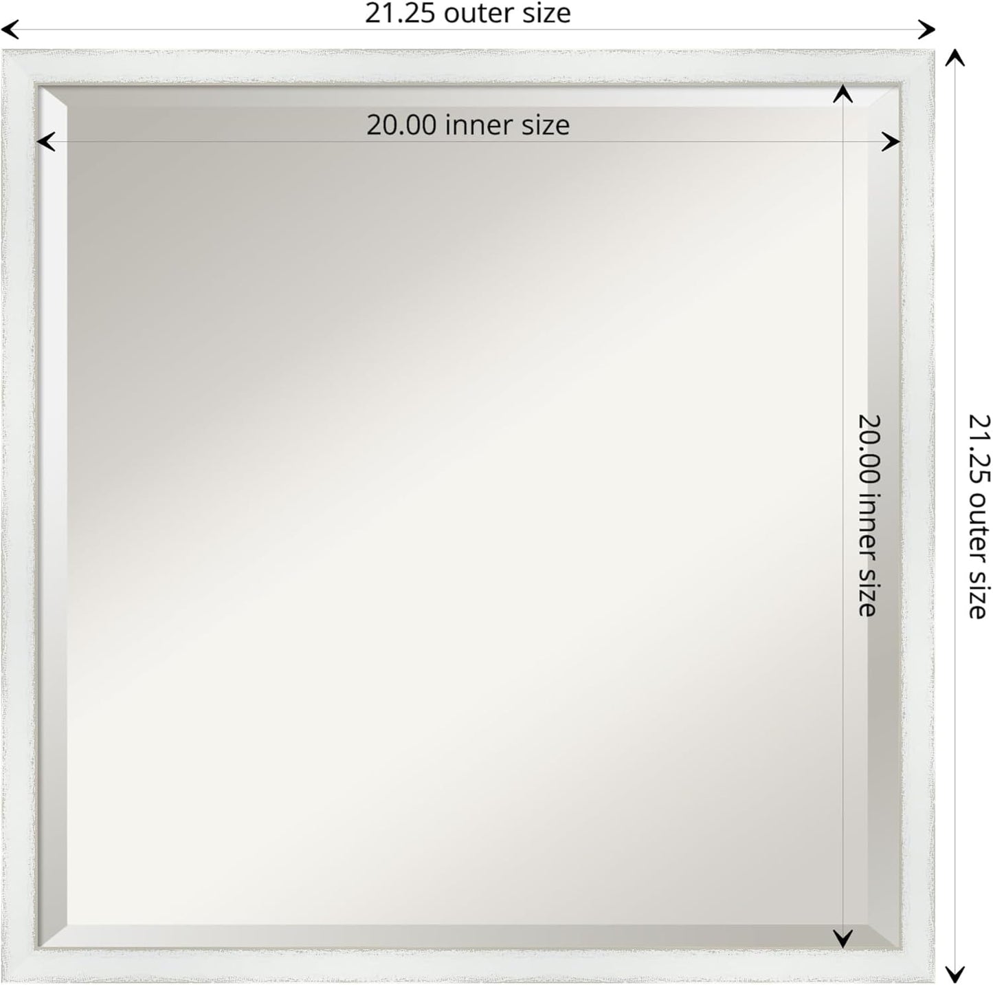 Amanti Art White Bathroom Mirror for Over Sink, 21x21 Breeze Distressed White Square Vanity Mirror, Medium Country Rustic Wood Frame, Hangs Horizonally and Vertically, Bathroom Wall Decor, Beveled