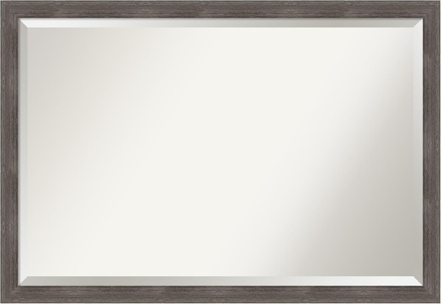 Amanti Art Grey Wall Mirror 27x39 Pinstripe Lead Grey Rectangle Bathroom Mirror for Wall Decor Living Room, Large Modern Wood Frame, Hangs Horizonally and Vertically, Bathroom Decor, Beveled Edge