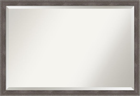 Amanti Art Grey Wall Mirror 27x39 Pinstripe Lead Grey Rectangle Bathroom Mirror for Wall Decor Living Room, Large Modern Wood Frame, Hangs Horizonally and Vertically, Bathroom Decor, Beveled Edge