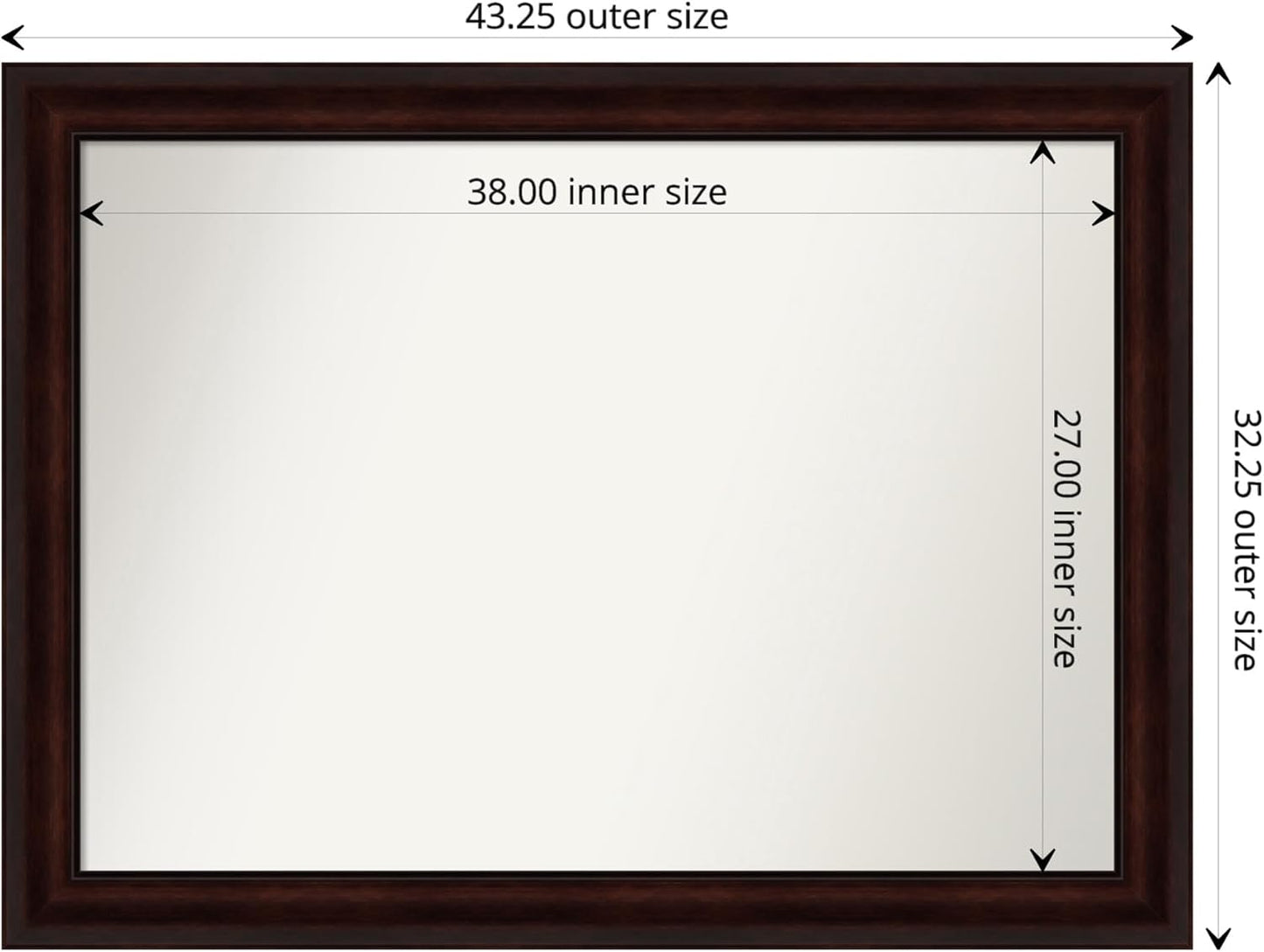 Amanti Art Silver Bathroom Mirror for Over Sink, 31x42 Classic Honey Silver Rectangle Vanity Mirror, X-Large Casual Frame, Hangs Horizonally and Vertically, Bathroom Wall Decor, Non-Beveled Edge