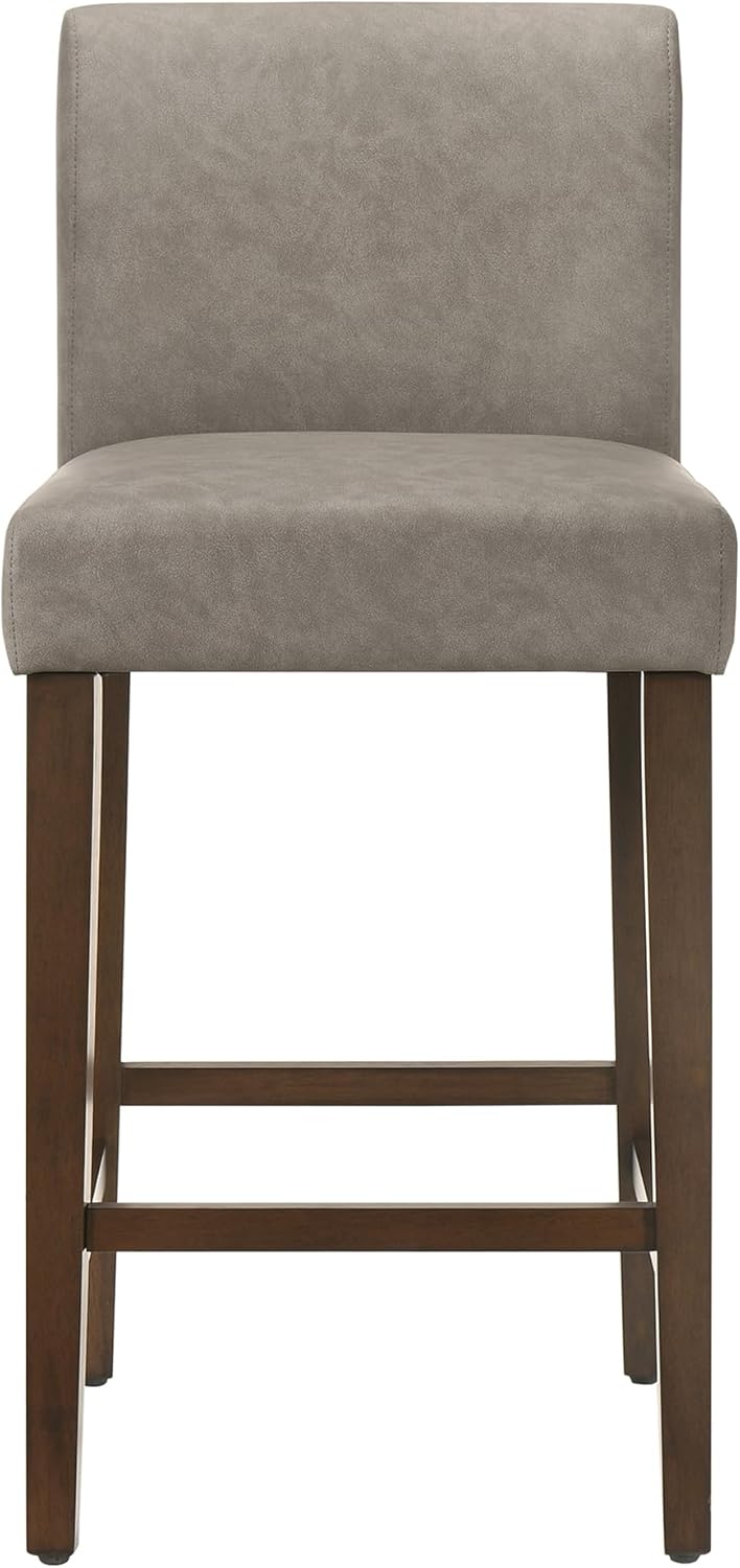 CHITA Counter Height Bar Stools Set of 3, 27" H Seat Height Upholstered Barstools, PU Leather in Stone Grey