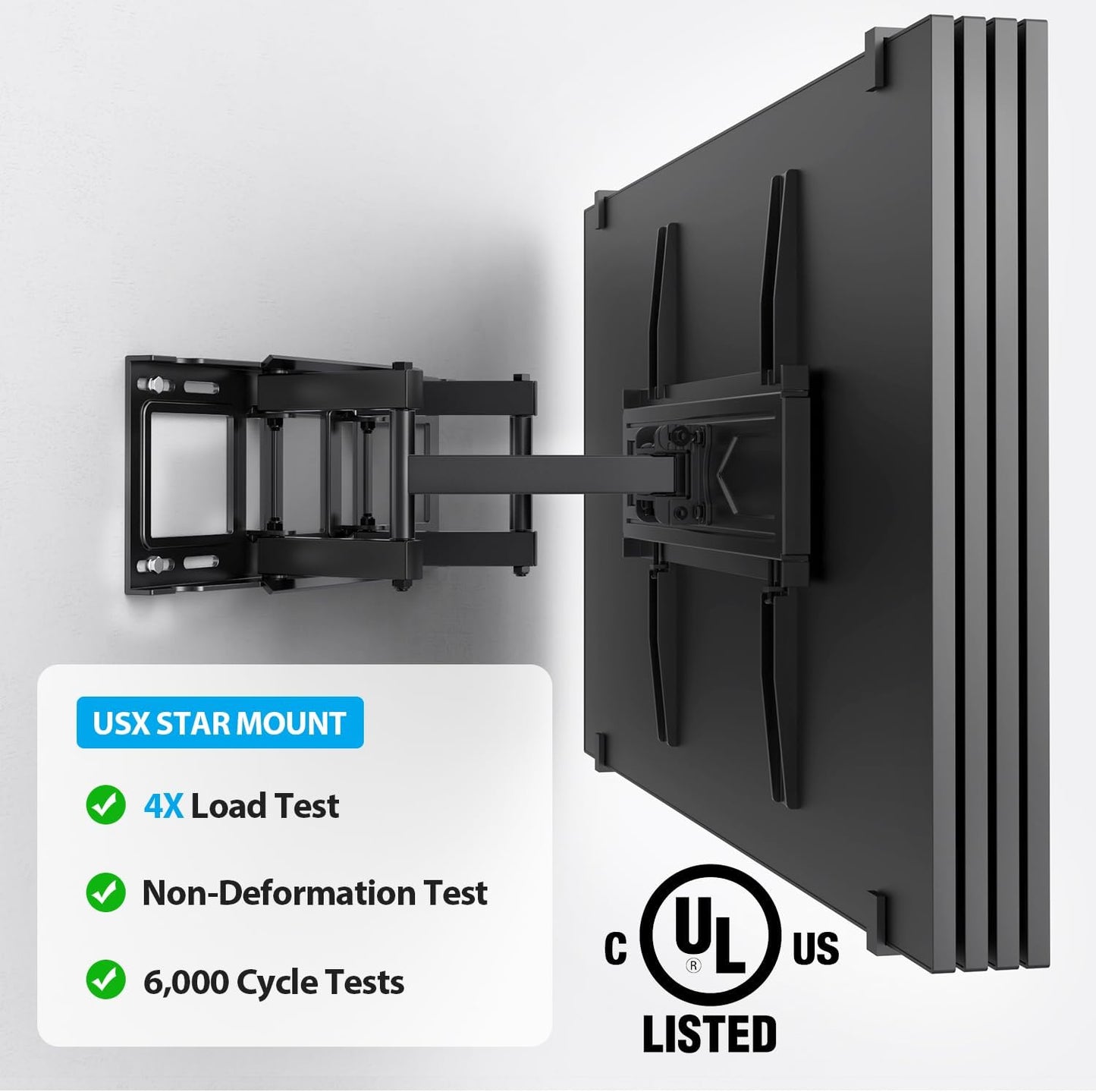 UL Listed Full Motion TV Wall Mount Bracket for Most 32-70 inch TVs, Swivel Extend Tilting TV Mount, Max VESA 400x400mm, Holds up to 99 lbs & 16" Wood Studs with Hole Drilling Template