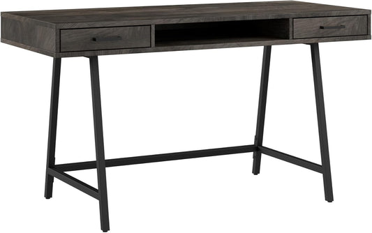 Bush Furniture Steele 54W Writing Desk in Dark Gray Hickory | Computer Table for Home Office Workspace