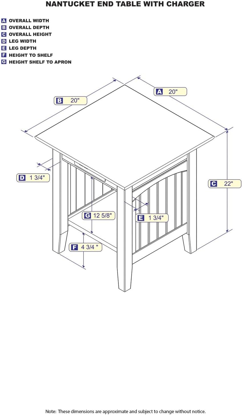 AFI Nantucket End Table with Built-in Charger in Espresso