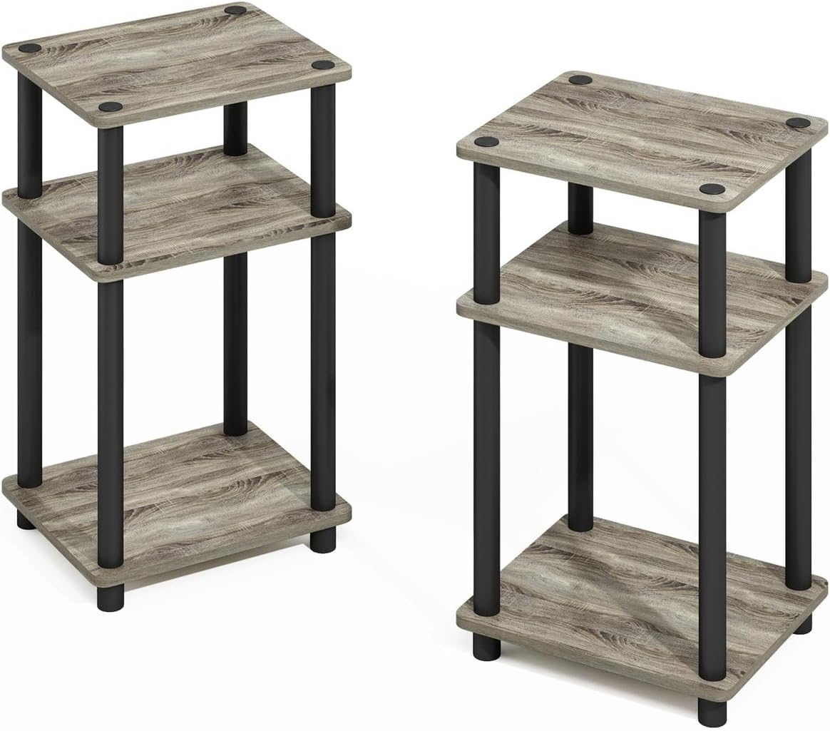 Furinno Turn-N-Tube Easy Assembly Stackable Standing Shelf, French Oak/Black