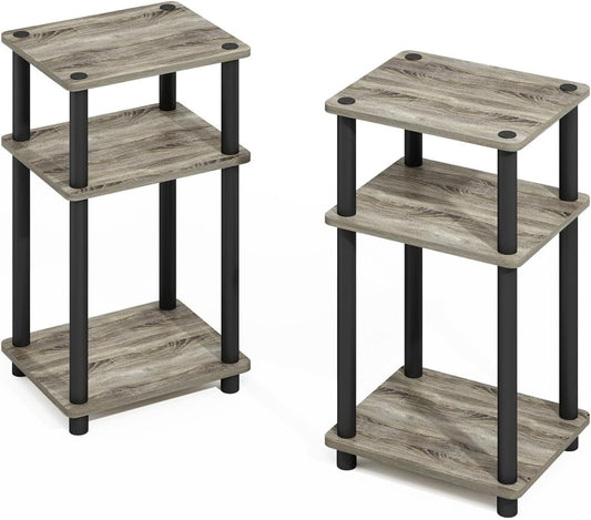 Furinno Turn-N-Tube Easy Assembly Stackable Standing Shelf, French Oak/Black