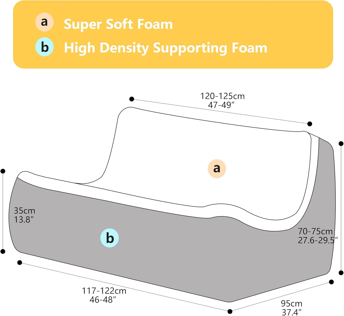 N&V Fireside Loveseat, Mid Century Armless Twin Size Floor Sofa, Soft Premium Corduroy Floor Lounge Chair, Foam Sofa Accent Chair for Living Room Bedroom and Office (Tangerine)
