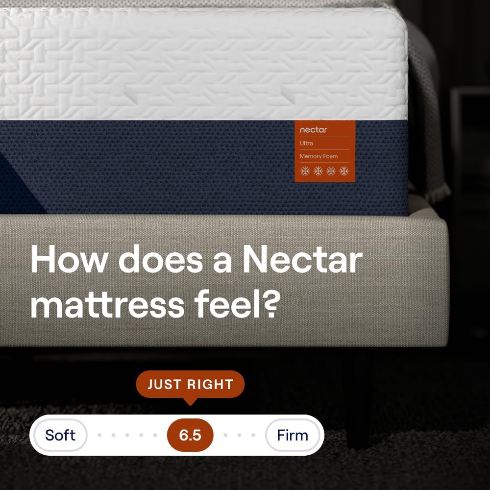 Nectar Ultra 15“ Full Mattress - Medium Firm - Cooling Fibers & Temperature Regulating Material - 4” Pressure Relief Layer - Zoned Ergonomic Support Layer - 365-Night Mattress Trial