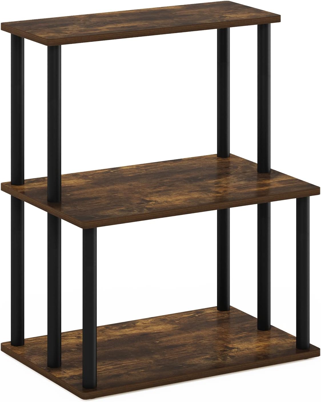 Furinno Turn-N-Tube 3-Tier Toolless Kitchen Storage Shelf, Amber Pine/Black