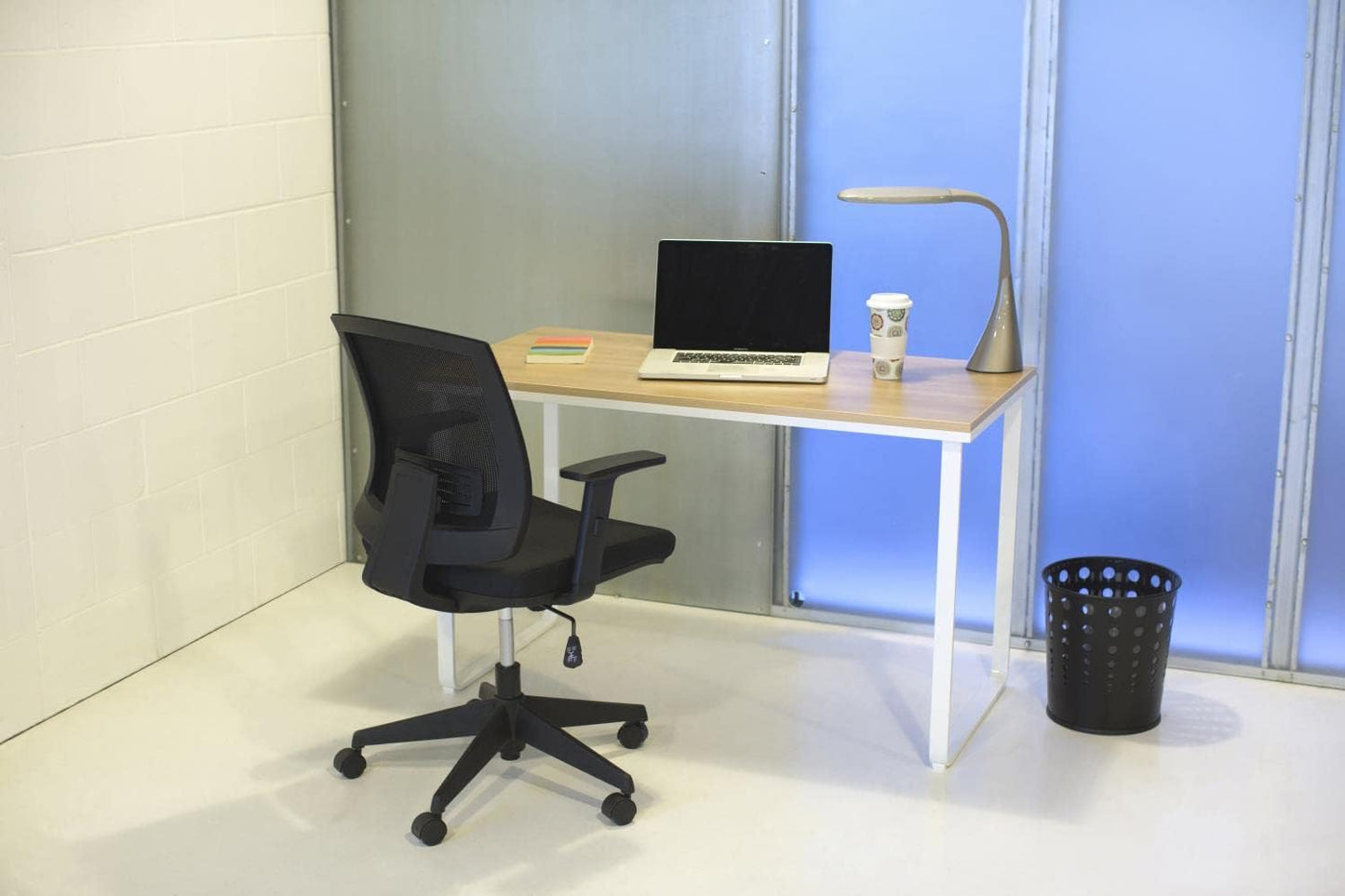 Safco Simple Design Table Desk with Sled Base, , Beech Top White Legs (1943BHWH)